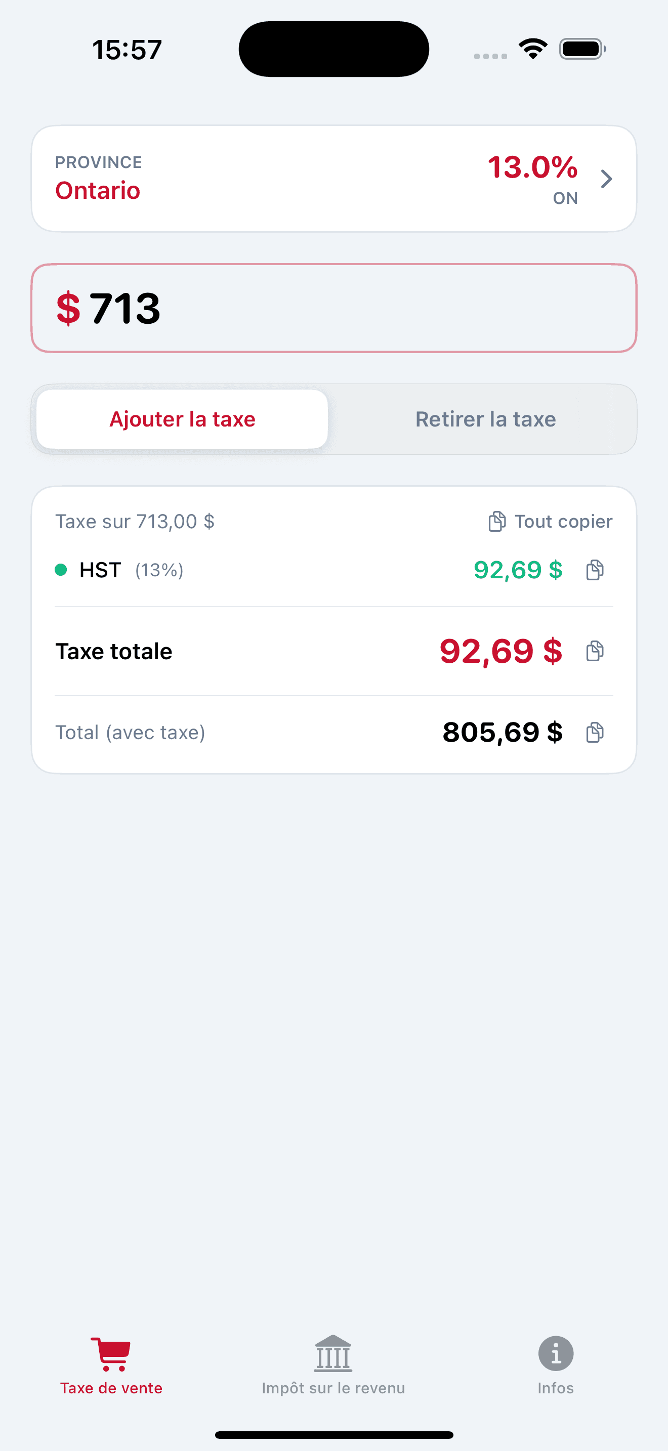 Sales tax calculator in French