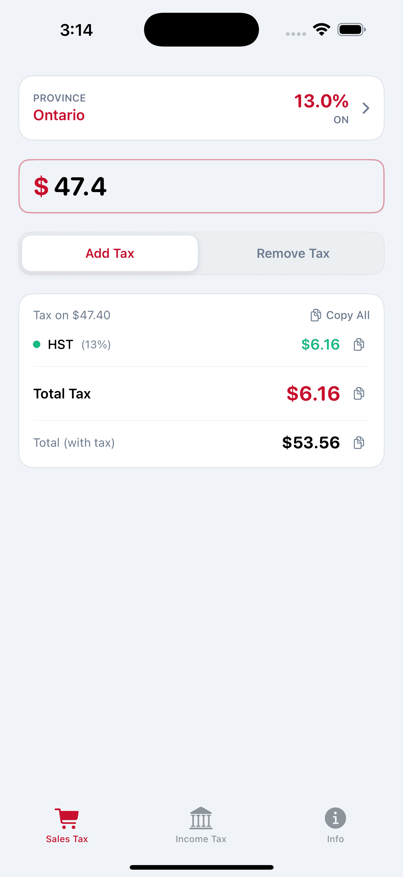 Sales tax calculator
