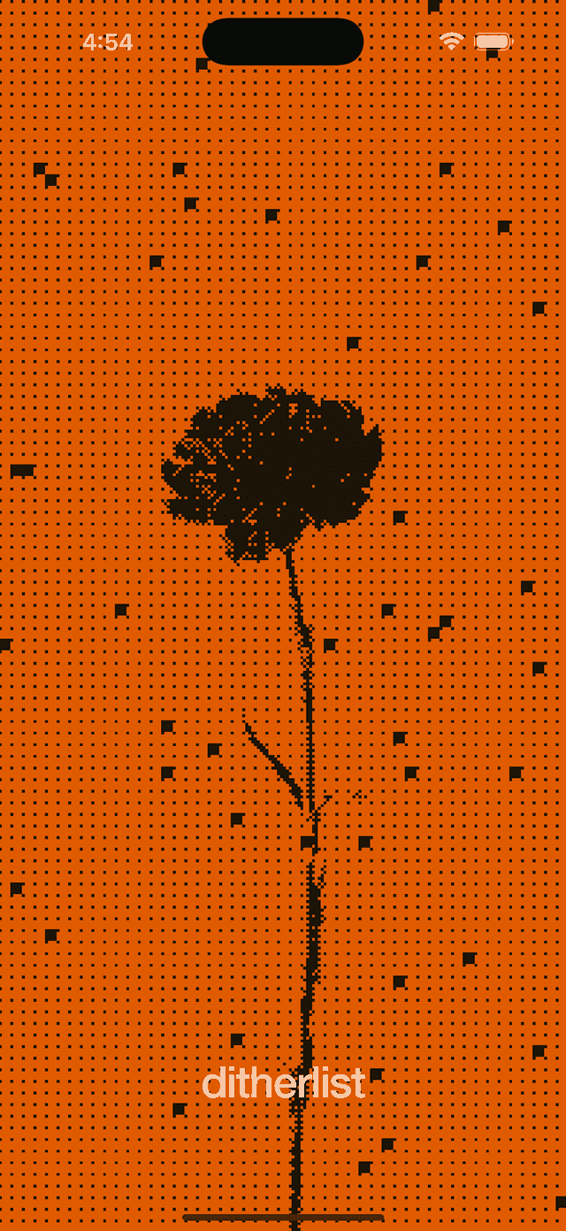 The splash, developing out of the dark as a field of dots
