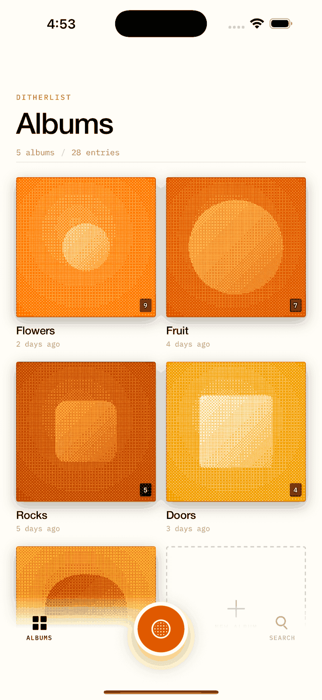 The album grid